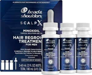 Head & Shoulders Scalp X Mens 5% Minoxidil Hair Regrowth Treatment Set Of Three - Picture 1 of 5