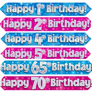 Banderas de cumpleaños decoraciones edades 1 - 70 niña niño hombre mujer - Imagen 1 de 61