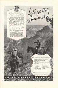 Vintage print advertisement 1936 Union Pacific Railroad Utah horse back riders - Picture 1 of 2