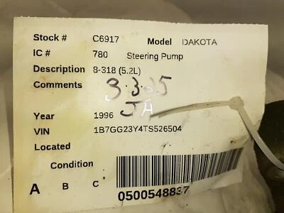 Used Power Steering Pump fits: 1996 Dodge Dakota  Grade A Foto 1 de 4