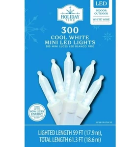 New 300 Cool White Mini LED Christmas Lights Strand White Wire Holiday Time - Picture 1 of 5