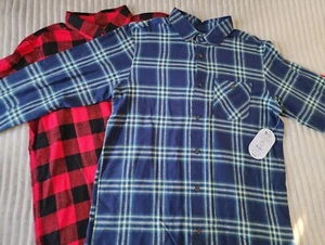 Boys Clothing Lot 2 Flannels XLARGE 14/16 Red Black Blue Tan - Picture 1 of 4