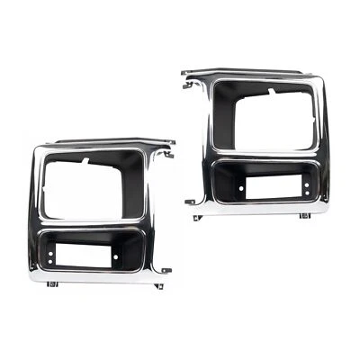 2pc Headlight lamp Bezel Set Chrome LH & Sides for 80-86 Ford Bronco F150 — 第 1/4 张图片
