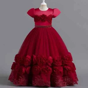 Puffy Flower Girls Dress Christmas Costume Party Dresses Princess Ball Gown - Picture 1 of 21