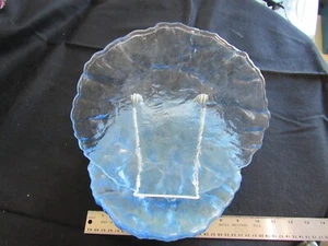 Blue Glass Plates Floral Embossed set of 5 - Picture 1 of 2