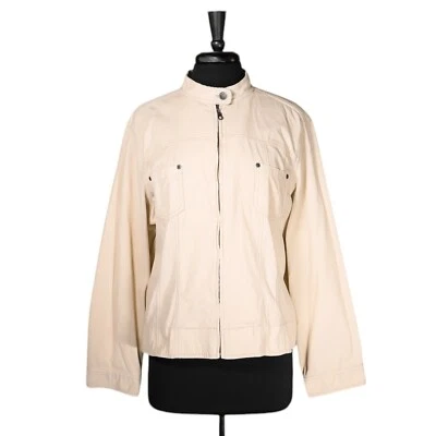 Chaqueta de Pana J. Jill Beige Cremallera Completa Bolsillos Frontales Lagenlook Mujer Talla XL Foto 1 de 4