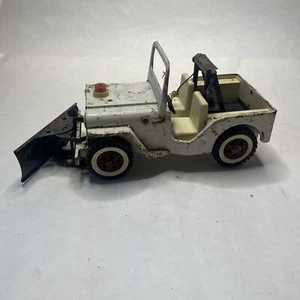 Tonka White Jeep AA Wrecker Truck With Black Snow Plow Vintage 1960s Made In USA - Picture 1 of 7