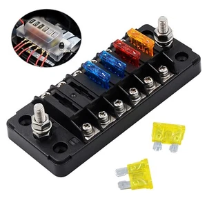 6 Ways Blade Fuse 32V 75A Car Boat Fuse Box Holder W/ Power Panel Board Camper - Picture 1 of 24