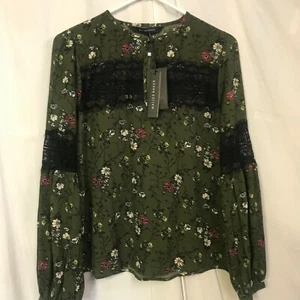 Women's Erin Top Size S Walter Baker-Green Aster Print- NWT - Picture 1 of 3