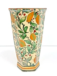 Decorative Hexagon Ceramic Vase Planter Citrus Lemon Design Motif 7.5" - Picture 1 of 6