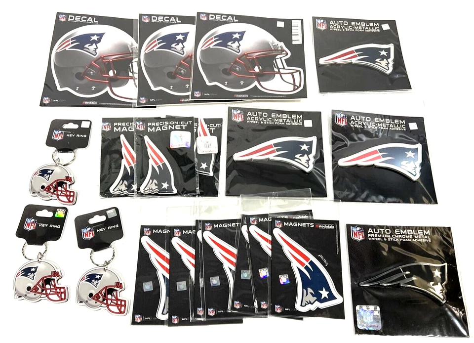 Juego de regalo de los New England Patriots imanes, emblemas, pegatinas y llaveros de 20 piezas Foto 1 de 4