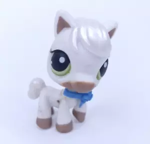 Horse Littlest Pet Shop # 739 White Brown Pearly LPS - Picture 1 of 6