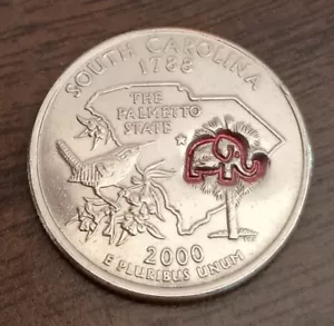 2000 REAL SC State Quarter Dollar* LUCKY ELEPHANT 🐘 Counterstamp COIN #1029QSCr - Picture 1 of 4