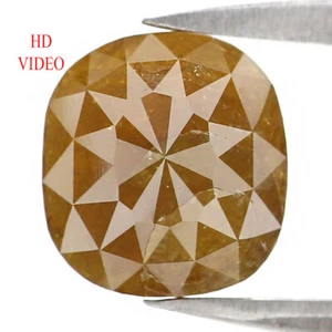 1.55 CT Natural Loose Cushion Diamond 7.60 MM Yellow Brown Color Diamond LQ5351 - Picture 1 of 8