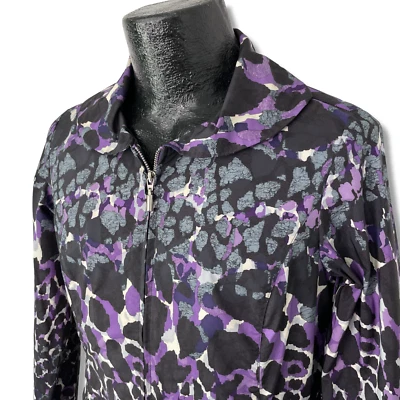 Chico’s Zenergy Women’s Medium Rain Jacket Purple Black Zip Up Lightweight - Image 1 of 4