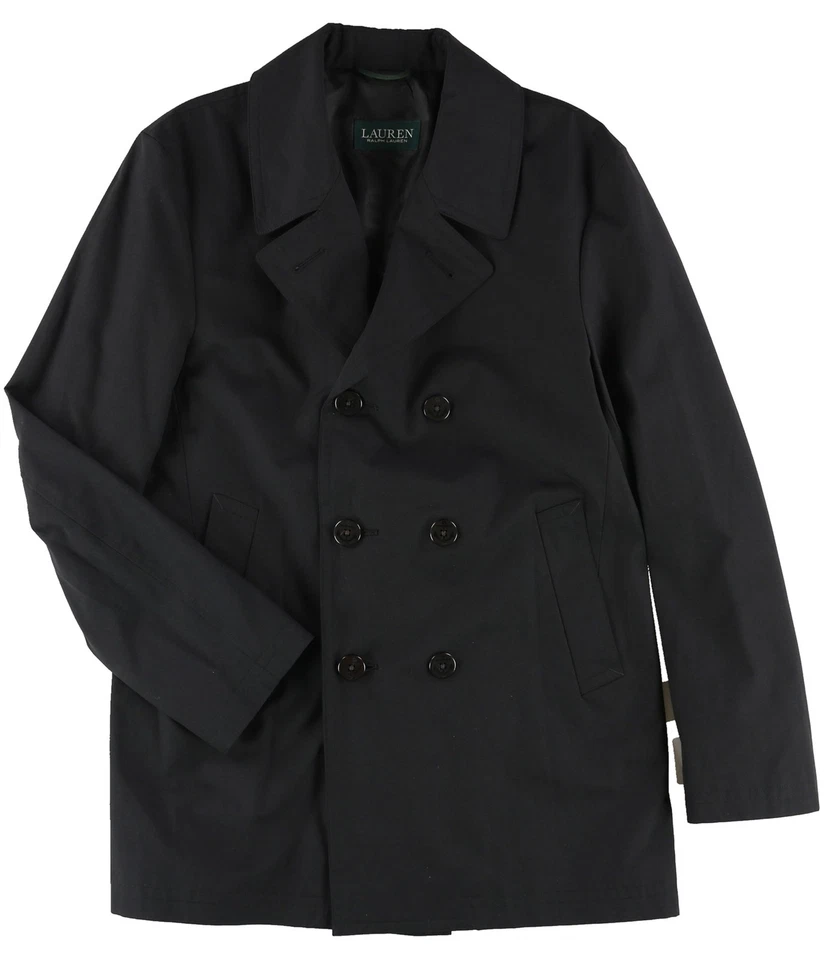 Ralph Lauren Hombre Impermeable Doble Pecho, Negro, 36 Regular Foto 1 de 1
