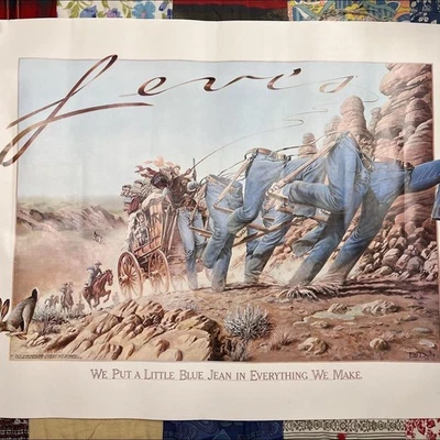 VTG Levi's "We Put A Little Blue Jean In Everything We Make" Stagecoach Poster - Image 1 of 3