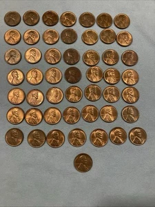 Estate Sale 1950’s Lincoln Wheat Penny Cent 50 Coins Cir D/D Rainbow Choice - Bild 1 von 22