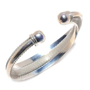 Brazalete de plata de ley 925 con piedras preciosas lisas de diseñador Adst. m638 - Imagen 1 de 8