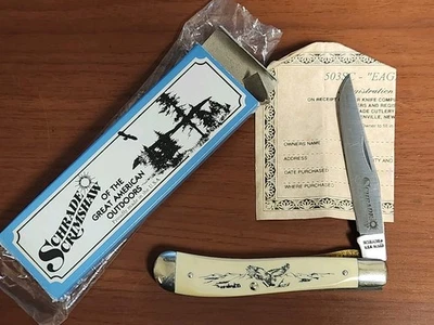 Navaja de Bolsillo Schrade Scrimshaw Eagle Scene 503SC De Colección SIN USAR Hecha en EE. UU. Foto 1 de 4