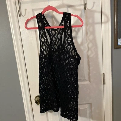 Banana Republic Black Mesh Top Or Coverup Size L - Image 1 of 4