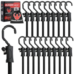 Schwarze Gummiseile mit Haken, verstellbare Gummiseile Schwerlast Outdoor 20... - Bild 1 von 8