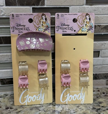 Goody NUEVO CON ETIQUETAS Pinzas de Pelo Disney Princesa Bella y la Bestia Oro Rosa 9ct Foto 1 de 4