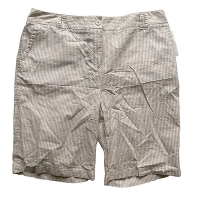 Bermudas Seersucker Charter Club para mujer color crema y blanco a rayas talla 16 nuevas con etiquetas Foto 1 de 4