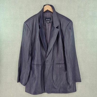 Denim & Co Genuine Leather Jacket 2X Purple One Button Lined Pockets - Image 1 of 4
