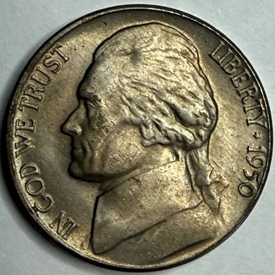 1950 D Uncirculated Jefferson Nickel Exact Coin Imaged Key Date #JN55 - Image 1 of 2