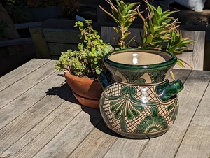 Accattivante Fioriera Tonda 10,5" è un Vaso da Fiori in Ceramica Talavera | Fatto a Mano - Foto 1 di 18