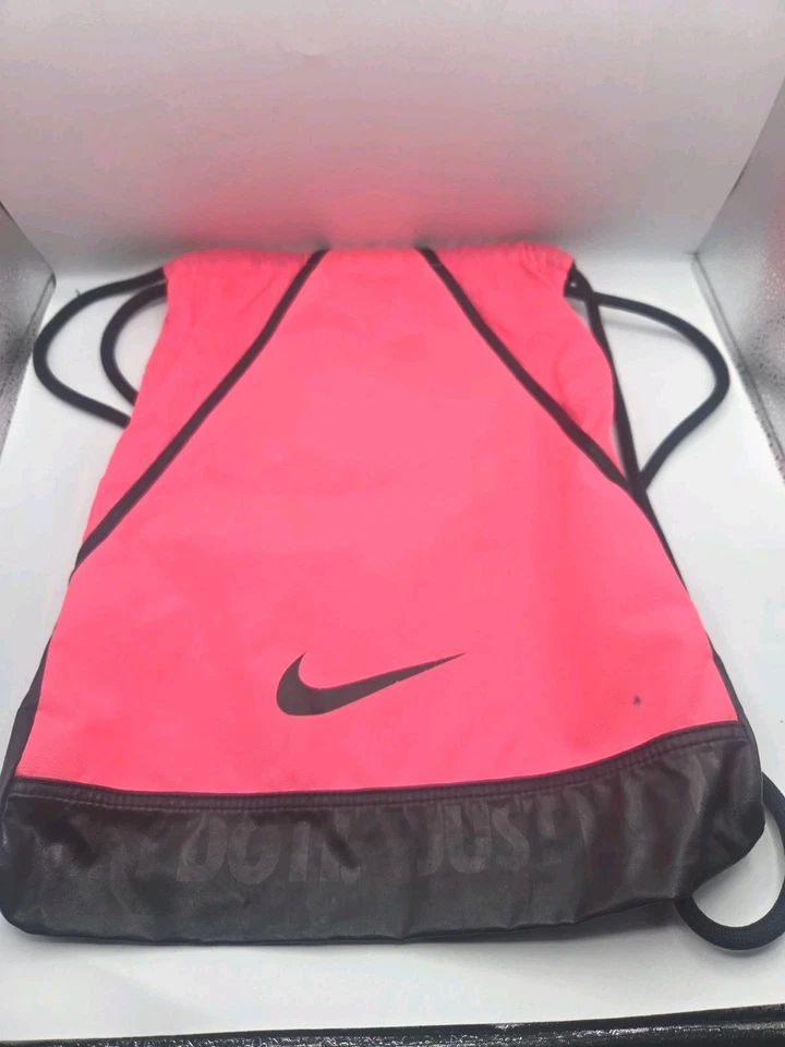 Nike Pink Black Draw String Backpack Bag Black Swish - Image 1 of 3
