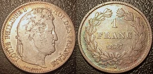 Louis-Philippe The1st - 1 silver franc 1837 A, Paris Very Good / Ttb ! F.210/55 - Picture 1 of 1