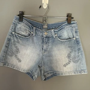 Soho New York & Company Denim Jean Shorts Women's Size 6 Embroidered Mid-Rise - Picture 1 of 11