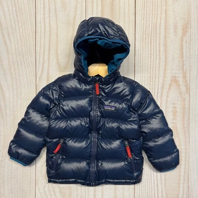Patagonia Niños Hi-Loft Plumón Suéter Sudadera con Capucha Chaqueta Niño Pequeño 3T Azul Marino  Foto 1 de 4