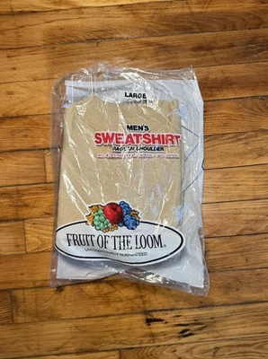 1978 Fruit Of The Loom Crewneck Sweatshirt Raglan Tan NOS In Package- Size L - Imagem 1 de 4
