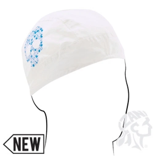 白色蓝色糖 Muerte 风格头骨 Durag Biker Doo Rag 头巾帽衬里 — 第 1/1 张图片