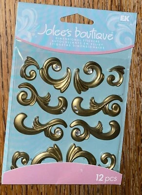 RARO Jolees Oro Florece Cabujones Gemas Tarjeta de Boda Gema Libro de Recortes Pegatina 3D Foto 1 de 4