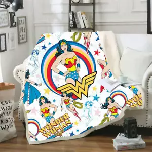 Wonder Woman Handsome Posture 3D Warm Plush Fleece Blanket Picnic Sofa Couch - Imagen 1 de 4