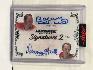 2023 Leaf Ultimate Signatures 2 Silver Spectrum Dennis/Bobby Hull Dual auto/3