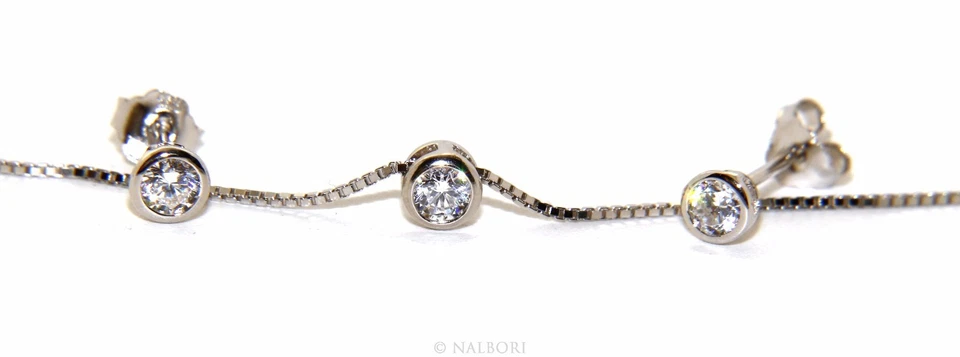 COMPLETO DONNA ARGENTO 925 COLLANA CIPOLLINO 3 mm ORECCHINI PUNTO LUCE ZIRCONI - Immagine 1 di 1