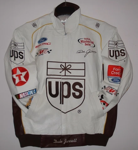 Size XL Nascar Dale Jarrett UPS Leather Jacket New with tag New  XL Vintage Cover