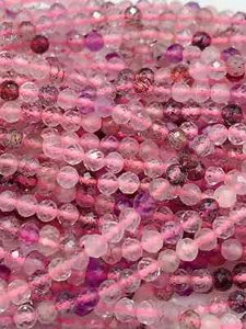 Grade AAA Natural Pink Purple Super Seven Crystal Faceted Round Beads 15.5" - Picture 1 of 8