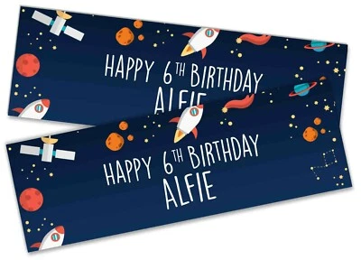 DAILYGIFTS x2 Personalised Birthday Banner Space Children Kids Party Decoration 294