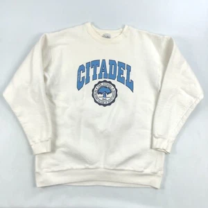 Vintage Crew Neck Sweatshirt The Citadel XL White Pullover Cotton Exchange - Picture 1 of 10