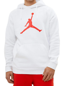 Jordan Jumpman Logo Fleece Pullover Hoodie Men's Small White DA6801-100