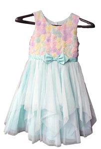 Jona Michelle Girls Size 6 Blue Fit & Flare Special Occasion Floral Tiered Dress - Picture 1 of 16