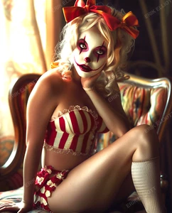 Impresión artística fotográfica 8x10 Cosplay niña hermosa modelo rubia corista payaso obra de arte - Imagen 1 de 2