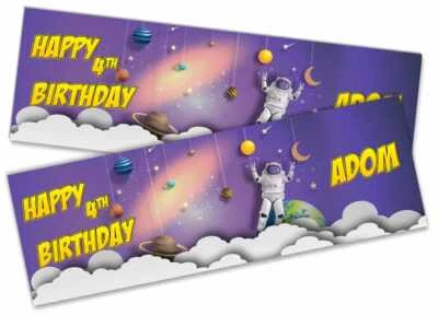 x2 Banner de Cumpleaños Personalizado Diseño Espacio Niños Fiesta Decoración 635 Foto 1 de 4