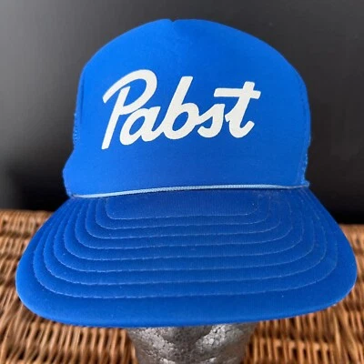 Vintage Pabst Blue Ribbon Trucker Hat Blue Adjustable Universal Mesh Rope String - Изображение 1 из 4